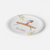 エレガント金ゴールドギムナストオンビー食べムケーキパーティー ペーパープレート (アングル)