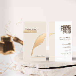 エレガント金ゴールドクイルアイボリー公証人パブリックQrコード 名刺
