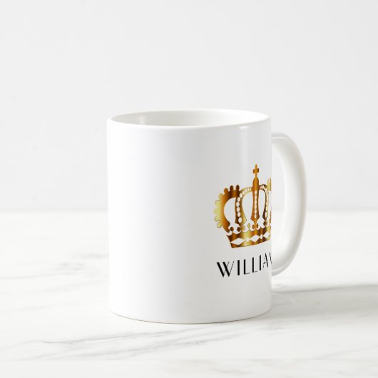 エレガント金ゴールドクラウン名前をカスタムする コーヒーマグカップ (正面右)