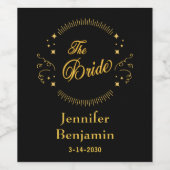 エレガント金ゴールドクラシックのブライダルのパーソナライズ ワインラベル (シングルラベル)