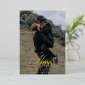 エレガント金ゴールドクラシッククリスマス書道写真 箔シーズンカード (立ち正面)