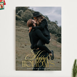 エレガント金ゴールドクラシッククリスマス書道写真 箔シーズンカード