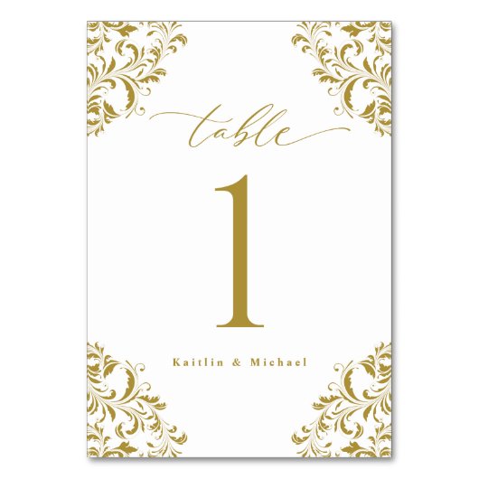 エレガント金ゴールドクラシックヴィンテージ結婚スモール テーブルナンバー (裏面)