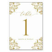 エレガント金ゴールドクラシックヴィンテージ結婚スモール テーブルナンバー (正面)