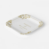 エレガント金ゴールドクラシック結婚ヴィンテージデザート ペーパープレート (傾斜あり)