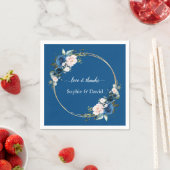 エレガント金ゴールドクラス青ピンクの花開花結婚 スタンダードカクテルナプキン (インサイチュ)