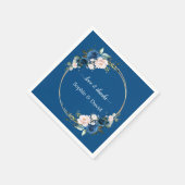 エレガント金ゴールドクラス青ピンクの花開花結婚 スタンダードカクテルナプキン (角)