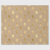 エレガント金ゴールドクリスマスジンジャーブレッドマンパターン ラッピングペーパー (フラット)