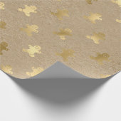 エレガント金ゴールドクリスマスジンジャーブレッドマンパターン ラッピングペーパー (角)