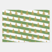 エレガント金ゴールドクリスマスツリーストライプの ラッピングペーパーシート (正面2)