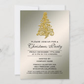 エレガント金ゴールドクリスマスツリー企業のパーティー 招待状 (正面)