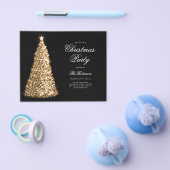 エレガント金ゴールドクリスマスツリー招待状プログラムメニュー チラシ (シングル)