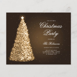 エレガント金ゴールドクリスマスツリー招待状プログラムメニュー チラシ