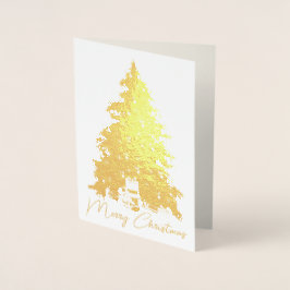 エレガント金ゴールドクリスマスツリー&ギフト写真実在 箔カード