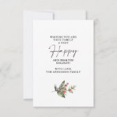 エレガント金ゴールドクリスマスリースフォトカード サンキューカード (裏面)