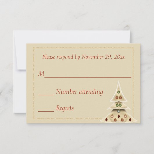 エレガント金ゴールドクリスマスRSVP 出欠カード (裏面)