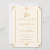 エレガント金ゴールドクリームイスラム結婚教徒 招待状 (正面)