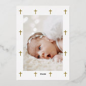 エレガント金ゴールドクロスバプテスマ写真招待状 箔招待状 (裏面)