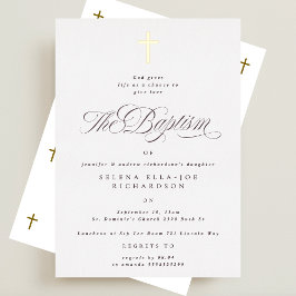 エレガント金ゴールドクロス書道バプテスマ 箔招待状
