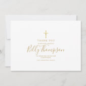 エレガント金ゴールドクロス記念の葬儀シンプル写真 サンキューカード (正面)