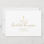 エレガント金ゴールドクロス記念シンプル葬儀 サンキューカード (正面)