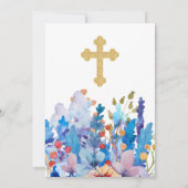 エレガント金ゴールドクロス《キリスト教》洗礼式や命名式フローラ 招待状 (裏面)