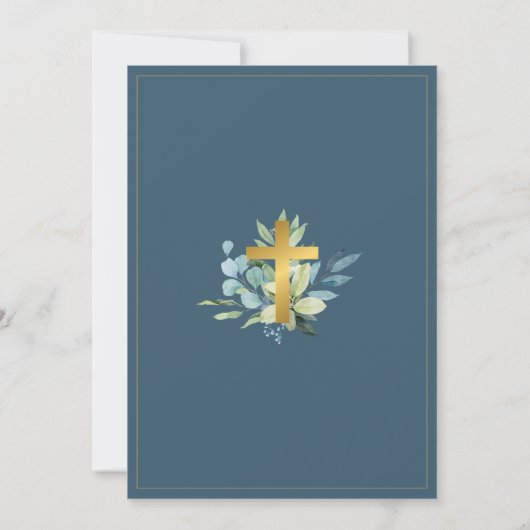 エレガント金ゴールドクロス《キリスト教》洗礼式や命名式 招待状 (裏面)