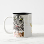 エレガント金ゴールドクールママ今まで写真 ツートーンマグカップ (左)