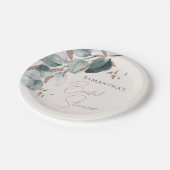 エレガント金ゴールドグきらめくリー葉ブライダルシャワー ペーパープレート (アングル)