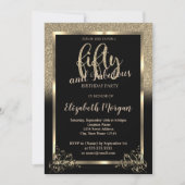 エレガント金ゴールドグラデーショングリッター50th誕生日パーティー 招待状 (正面)