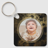 エレガント金ゴールドグランジ写真テンプレート キーホルダー (正面)