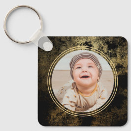 エレガント金ゴールドグランジ写真テンプレート キーホルダー
