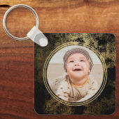 エレガント金ゴールドグランジ写真テンプレート キーホルダー (正面)