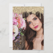 エレガント金ゴールドグリッターがsweet sixteen写真を乾燥 招待状 (裏面)