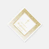 エレガント金ゴールドグリッターの確認または第1コミュニティ スタンダードカクテルナプキン (角)