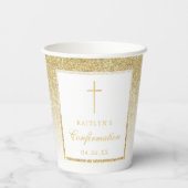 エレガント金ゴールドグリッターの確認または第1コミュニティ 紙コップ (裏面)