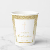 エレガント金ゴールドグリッターの確認または第1コミュニティ 紙コップ (正面)