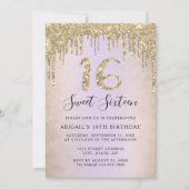 エレガント金ゴールドグリッターはsweet sixteen写真invを乾燥 招待状 (正面)