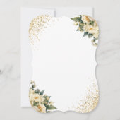 エレガント金ゴールドグリッターアイボリーバラ結婚フローラ 招待状 (裏面)