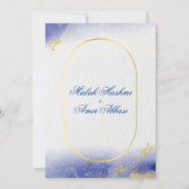 エレガント金ゴールドグリッターイスラム教ブルー結婚ズ 招待状 (裏面)