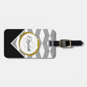 エレガント金ゴールドグリッターイニシャル文 ラゲッジタグ (正面横)