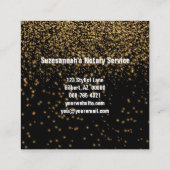 エレガント金ゴールドグリッターオンブラックカスタム公証人 スクエア名刺 (裏面)