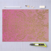 エレガント金ゴールドグリッターオーナメント（ピンクのグラデーション） 薄葉紙 (クラフト)
