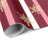 エレガント金ゴールドグリッタークリスマススノーフレークパターンW ラッピングペーパー (ロールコーナー)