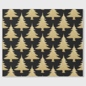 エレガント金ゴールドグリッタークリスマスツリーパターンブラック ラッピングペーパー (フラット)