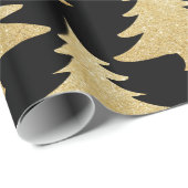 エレガント金ゴールドグリッタークリスマスツリーパターンブラック ラッピングペーパー (ロールコーナー)