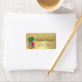 エレガント金ゴールドグリッターグラデーションフローラ ラベル (インサイチュ)