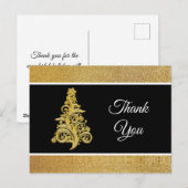 エレガント金ゴールドグリッターサンキューカード ポストカード (正面/裏面)