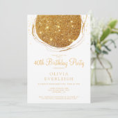 エレガント金ゴールドグリッターサークル40th誕生日パーティー 招待状 (スタンド正面)