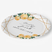 エレガント金ゴールドグリッタージオオレンジ結婚フローラ ペーパープレート (アングル)